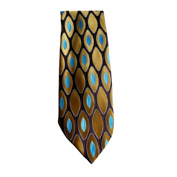 Vintage Mid Century Modern Brown Blue, Tan Monsieur Cravatieur Necktie - Picture 2 of 4